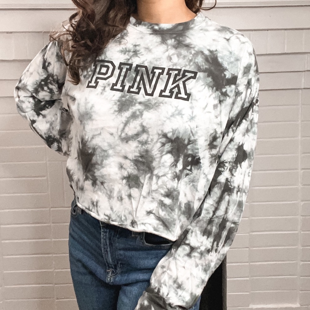Grey tie dye long sleeve tee